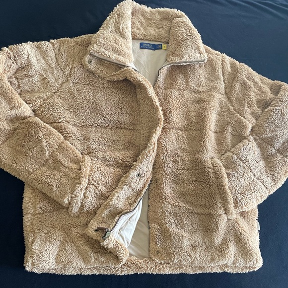 POLO RALPH LAUREN Women Sherpa Fleece Camel Jacket “L” NWOT with a free item - Picture 5 of 8